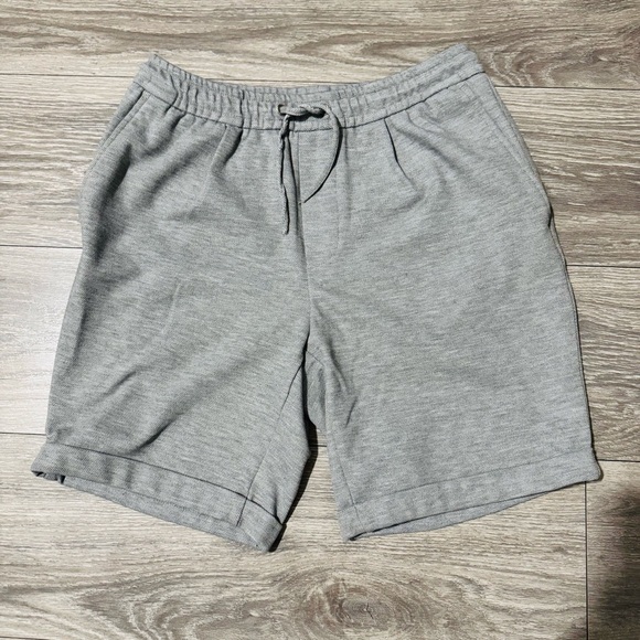 Zara Gray Men Chino Elastic Adjustable Waist Front Pockets Casual Shorts Size M - Picture 1 of 13
